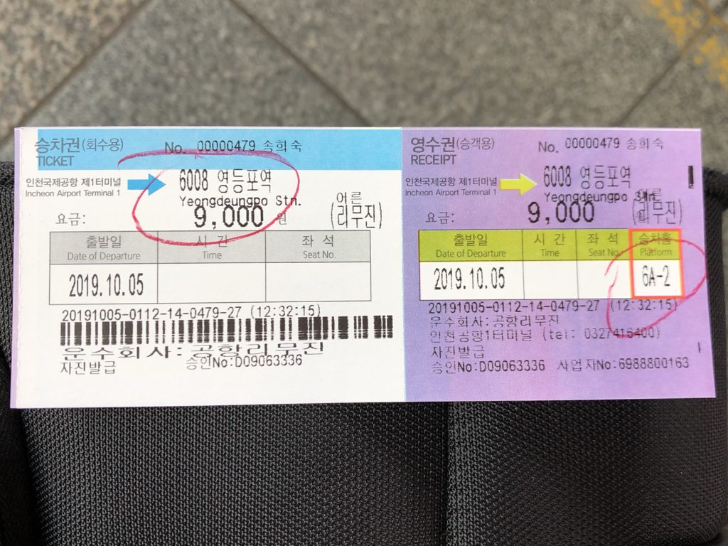 バスのチケット