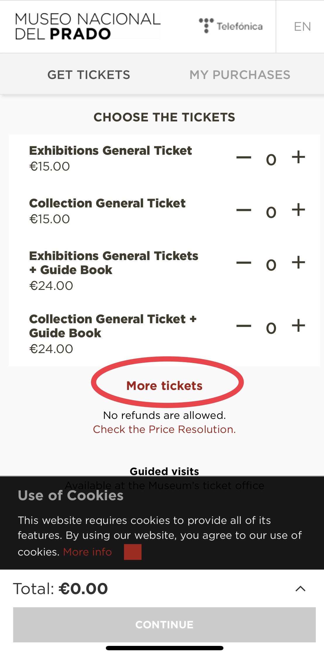 プラド美術館予約画面