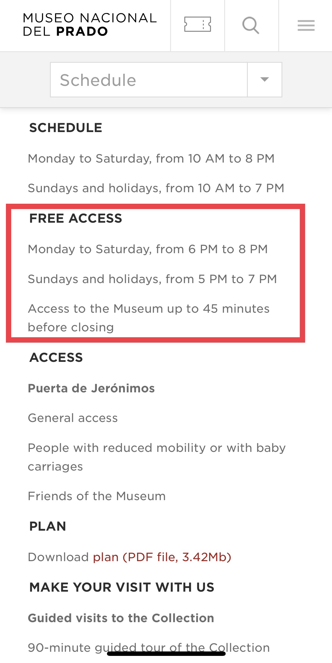 プラド美術館営業時間