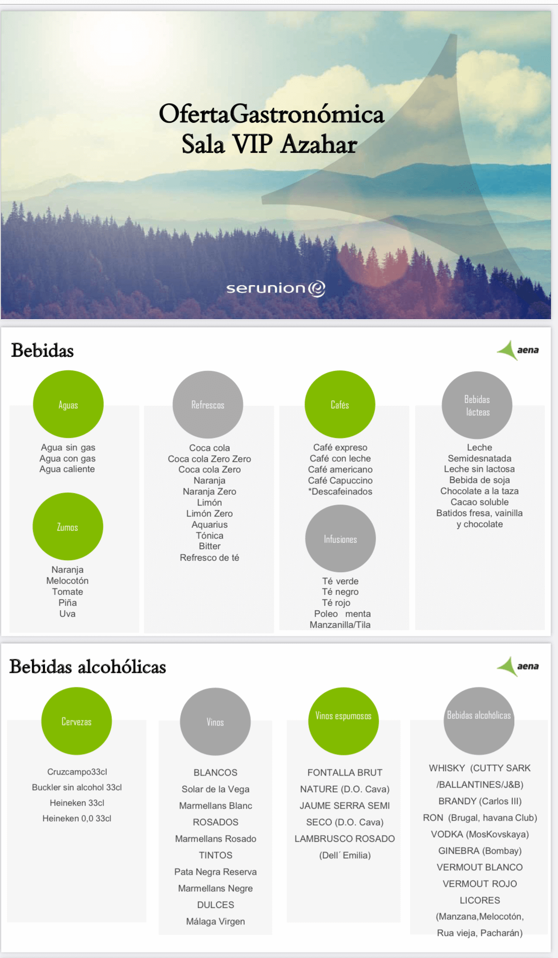 Sala VIPラウンジ・メニュー