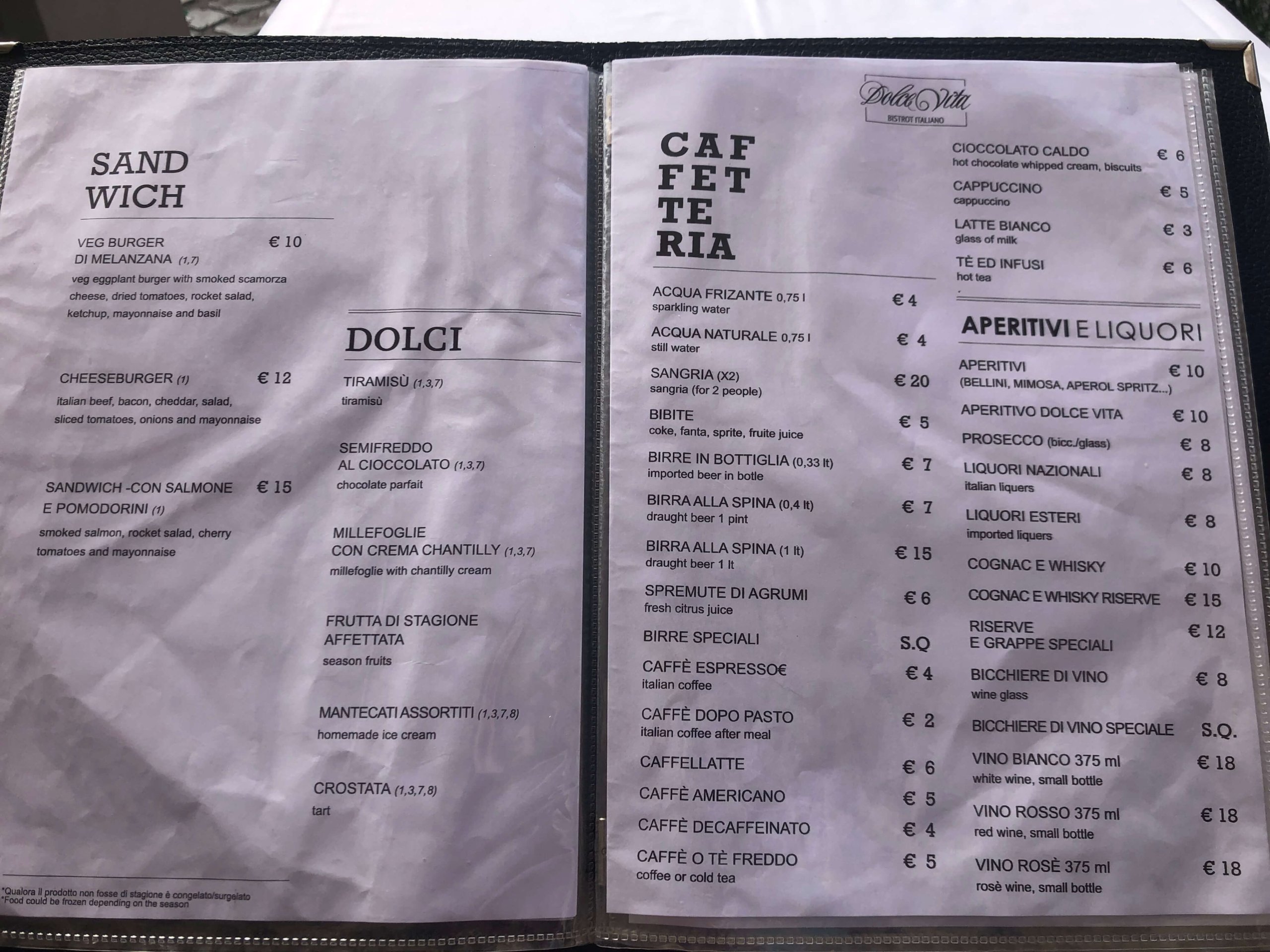 Ristorante Dolce Vita・メニュー