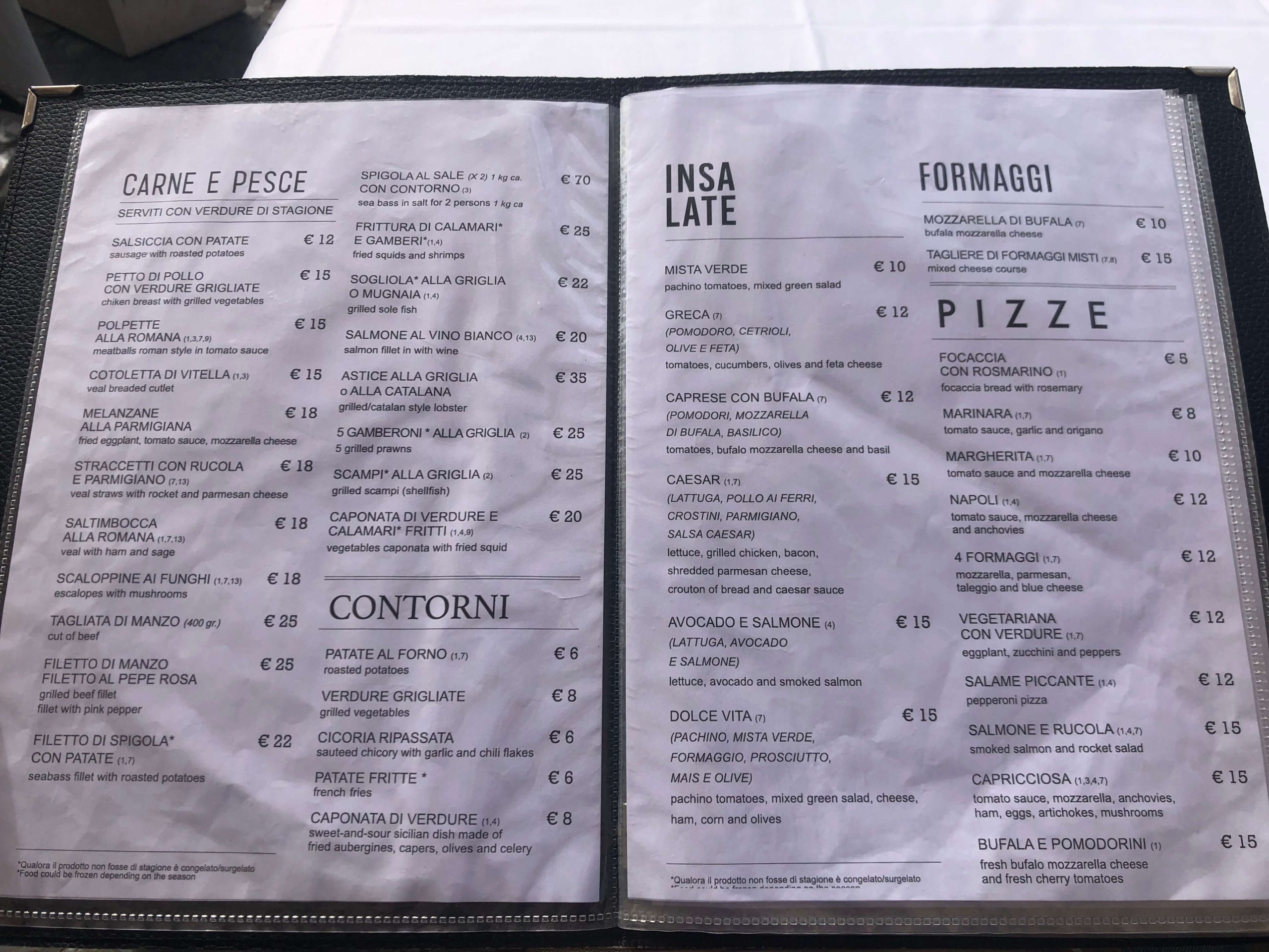 Ristorante Dolce Vita・メニュー