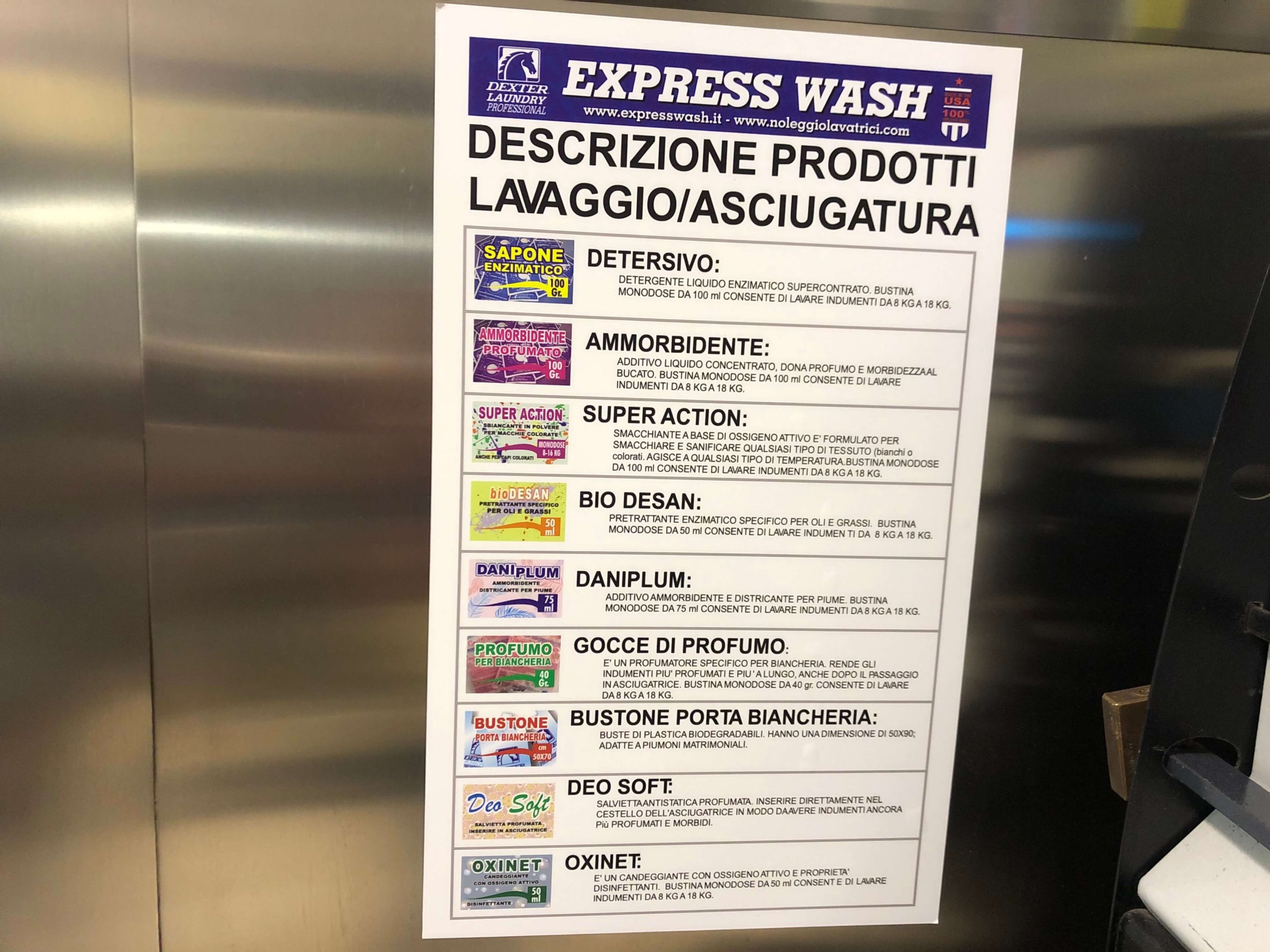 フィレンツェ・コインランドリーの洗剤の説明