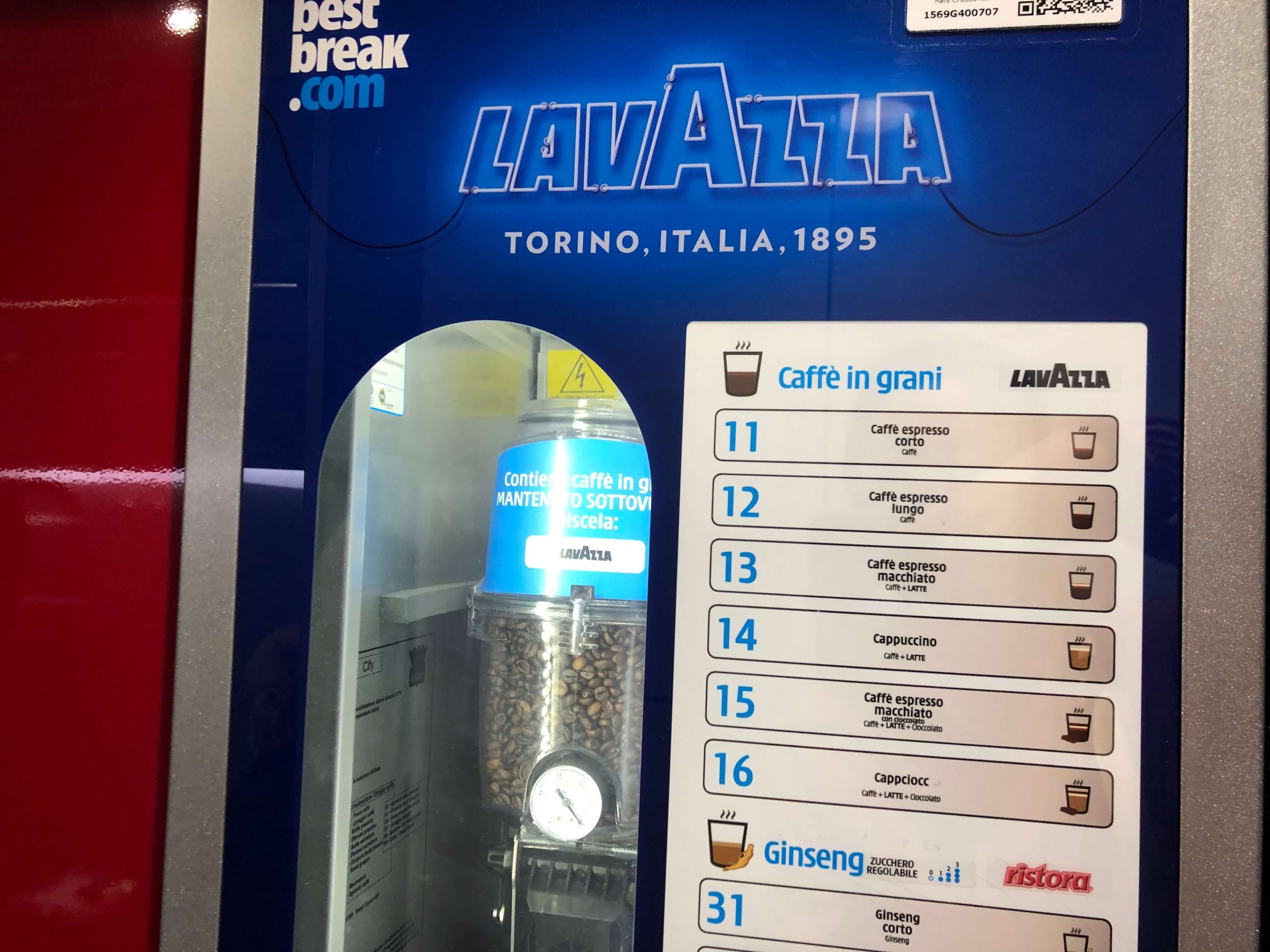 .italo車内の自動販売機