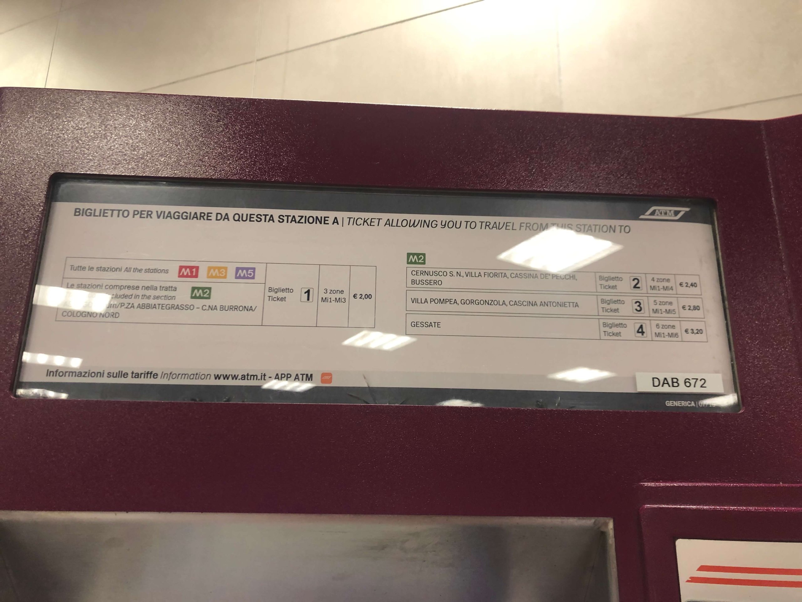 ミラノ・メトロ・券売機