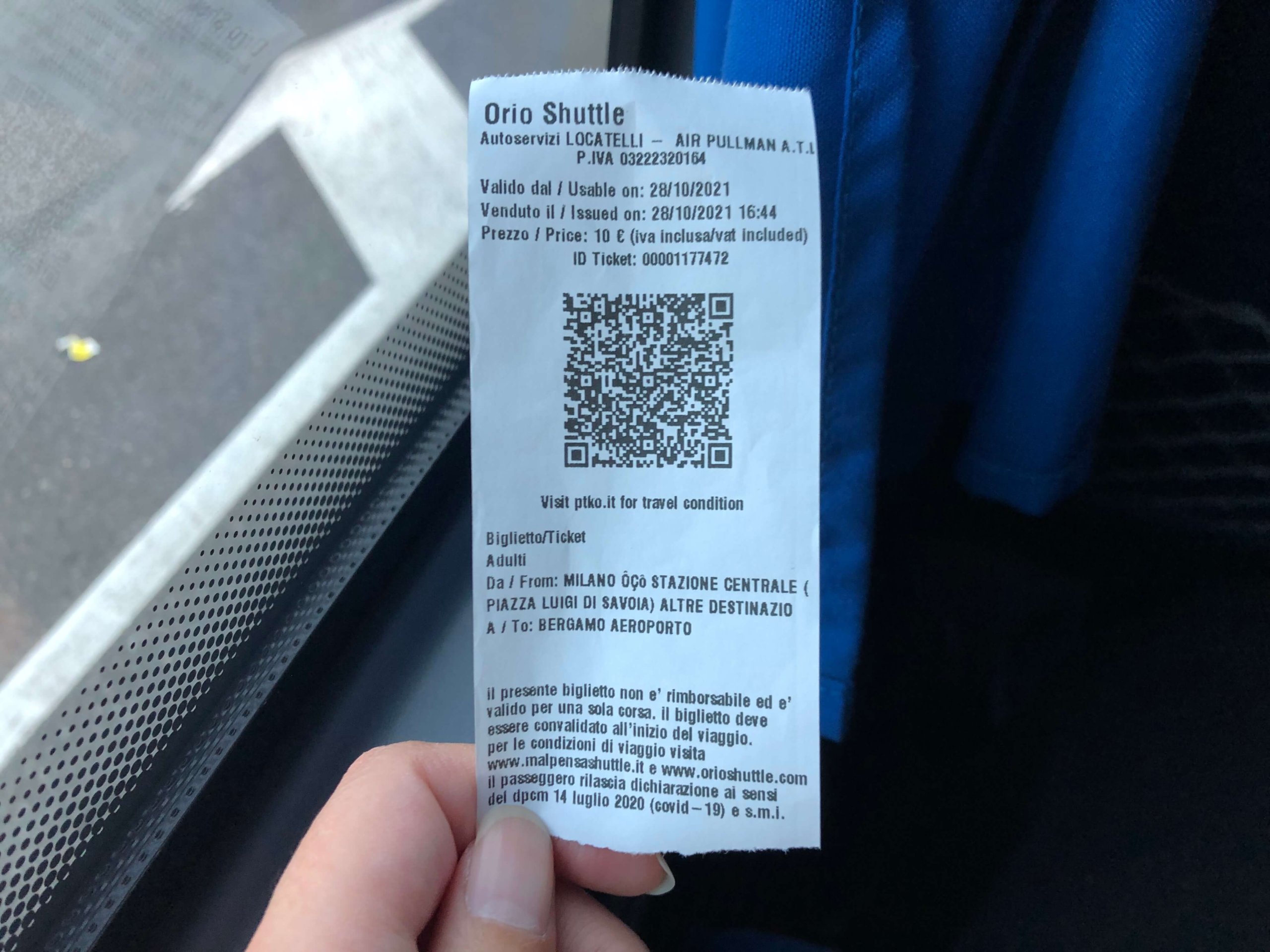 ベルガモ空港行き空港バス・チケット